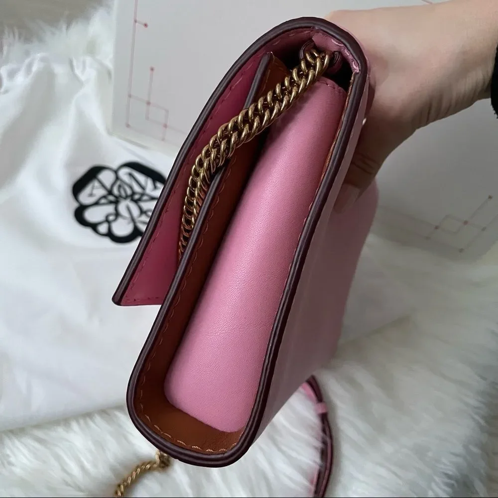 Alexander McQueen Clutch Shoulder Bag - Barbie Pink - Handbag - Designer - Gold - Picture 13 of 14